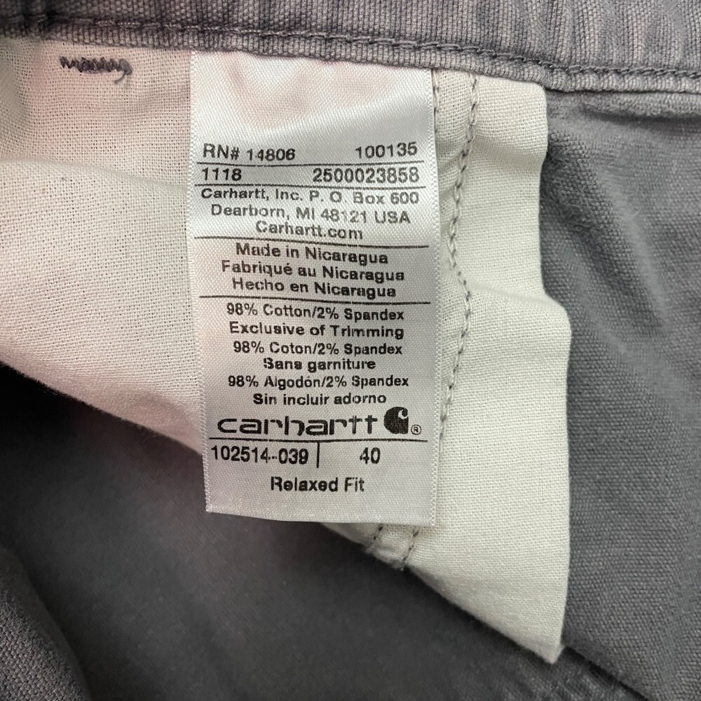 Men’s Carhartt Gray Canvas Shorts - Size 40 - Picture 4 of 4